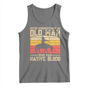 Funny Native American Tank Top Never Underestimate An Old Man Native American TS10 Black Heather Print Your Wear