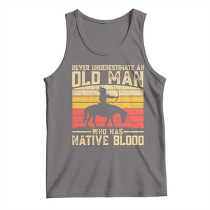 Funny Native American Tank Top Never Underestimate An Old Man Native American TS10 Deep Heather Print Your Wear