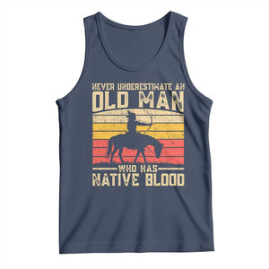Funny Native American Tank Top Never Underestimate An Old Man Native American TS10 Navy Print Your Wear