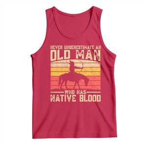 Funny Native American Tank Top Never Underestimate An Old Man Native American TS10 Red Print Your Wear