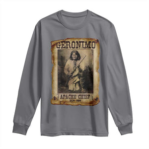Geronimo Long Sleeve Shirt Vintage Apache Warrior Native American TS10 Charcoal Print Your Wear