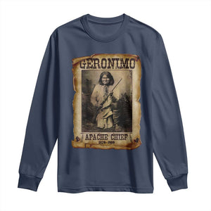 Geronimo Long Sleeve Shirt Vintage Apache Warrior Native American TS10 Navy Print Your Wear