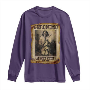 Geronimo Long Sleeve Shirt Vintage Apache Warrior Native American TS10 Purple Print Your Wear