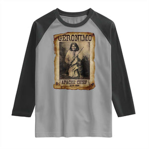 Geronimo Raglan Shirt Vintage Apache Warrior Native American TS10 Sport Gray Black Print Your Wear
