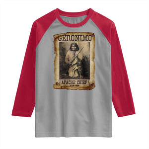 Geronimo Raglan Shirt Vintage Apache Warrior Native American TS10 Sport Gray Red Print Your Wear