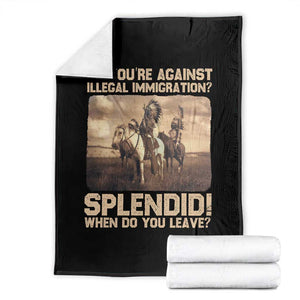 Vintage Native American Throw Blanket Funny Indian Indigenous Peoples Day TS10 Black Print Your Wear