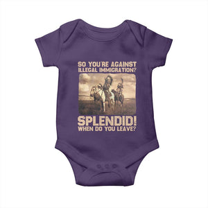 Vintage Native American Baby Onesie Funny Indian Indigenous Peoples Day TS10 Purple Print Your Wear