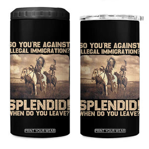 Vintage Native American 4 in 1 Can Cooler Tumbler Funny Indian Indigenous Peoples Day TS10 One Size: 16 oz Black Print Your Wear