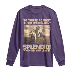 Vintage Native American Long Sleeve Shirt Funny Indian Indigenous Peoples Day TS10 Purple Print Your Wear