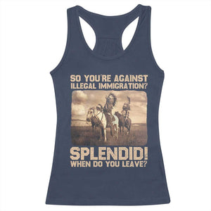 Vintage Native American Racerback Tank Top Funny Indian Indigenous Peoples Day TS10 Navy Print Your Wear