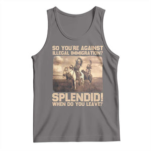 Vintage Native American Tank Top Funny Indian Indigenous Peoples Day TS10 Deep Heather Print Your Wear