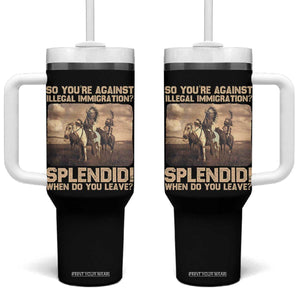 Vintage Native American Tumbler With Handle Funny Indian Indigenous Peoples Day TS10 One Size: 40 oz Black Print Your Wear