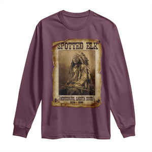 Spotted Elk Long Sleeve Shirt Lakota Sioux Miniconjou Chief Native American History TS10 Maroon Print Your Wear