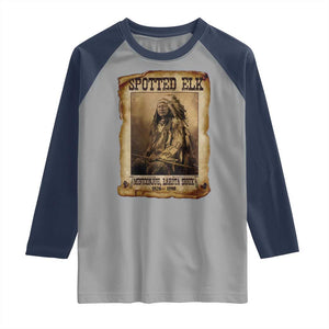 Spotted Elk Raglan Shirt Lakota Sioux Miniconjou Chief Native American History TS10 Sport Gray Navy Print Your Wear