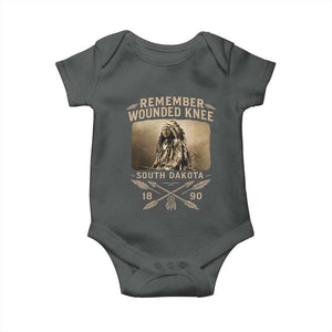 Remember Wounded Knee Baby Onesie Spotted Elk Lakota Sioux Native American History TS10 Dark Heather Print Your Wear