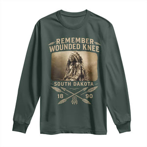 Remember Wounded Knee Long Sleeve Shirt Spotted Elk Lakota Sioux Native American History TS10 Dark Forest Green Print Your Wear