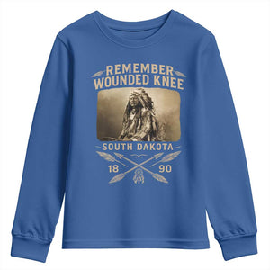 Remember Wounded Knee Youth Sweatshirt Spotted Elk Lakota Sioux Native American History TS10 Royal Blue Print Your Wear