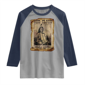 Red Cloud Raglan Shirt Oglala Lakota Sioux Native American Chief Warrior History TS10 Sport Gray Navy Print Your Wear
