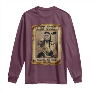 Chief Joseph Long Sleeve Shirt Wallowa Nez Perce Native American Leader History TS10 Maroon Print Your Wear