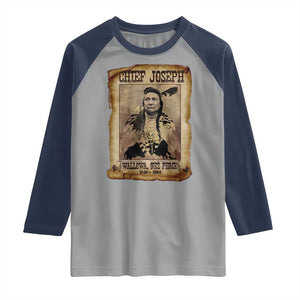 Chief Joseph Raglan Shirt Wallowa Nez Perce Native American Leader History TS10 Sport Gray Navy Print Your Wear