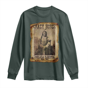 Crazy Horse Long Sleeve Shirt Legendary Oglala Sioux Lakota Leader Native American Indian TS10 Dark Forest Green Print Your Wear