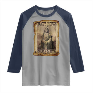 Crazy Horse Raglan Shirt Legendary Oglala Sioux Lakota Leader Native American Indian TS10 Sport Gray Navy Print Your Wear