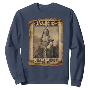 Crazy Horse Sweatshirt Legendary Oglala Sioux Lakota Leader Native American Indian TS10 Navy Print Your Wear