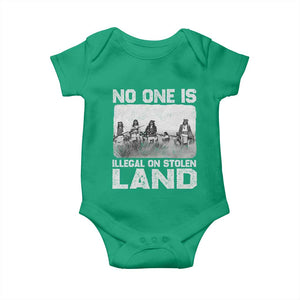 No One Is Illegal On Stolen Land Baby Onesie Native Tribe Indigenous People TS10 Irish Green Print Your Wear