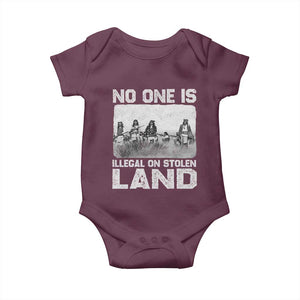 No One Is Illegal On Stolen Land Baby Onesie Native Tribe Indigenous People TS10 Maroon Print Your Wear