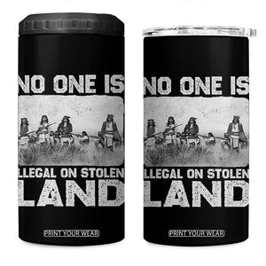 No One Is Illegal On Stolen Land 4 in 1 Can Cooler Tumbler Native Tribe Indigenous People TS10 One Size: 16 oz Black Print Your Wear