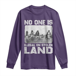 No One Is Illegal On Stolen Land Long Sleeve Shirt Native Tribe Indigenous People TS10 Purple Print Your Wear