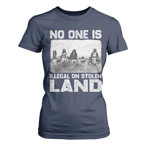 No One Is Illegal On Stolen Land T Shirt For Women Native Tribe Indigenous People TS10 Navy Print Your Wear