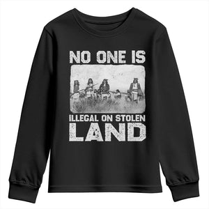 No One Is Illegal On Stolen Land Youth Sweatshirt Native Tribe Indigenous People TS10 Black Print Your Wear