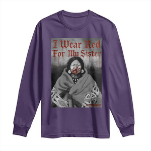 Stop MMIW Long Sleeve Shirt I Wear Red For My Sister Native American TS10 Purple Print Your Wear