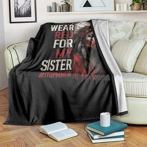 MMIW Throw Blanket I Wear Red For My Sister Native American Stop MMIW TS10 Print Your Wear