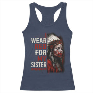 MMIW Racerback Tank Top I Wear Red For My Sister Native American Stop MMIW TS10 Navy Print Your Wear