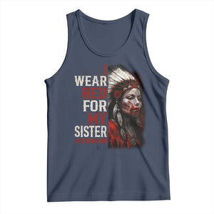 MMIW Tank Top I Wear Red For My Sister Native American Stop MMIW TS10 Navy Print Your Wear