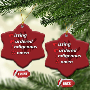 MMIW Christmas Ornament Missing Murdered Indigenous Women Red Hand TS10 Snow Flake Red Print Your Wear
