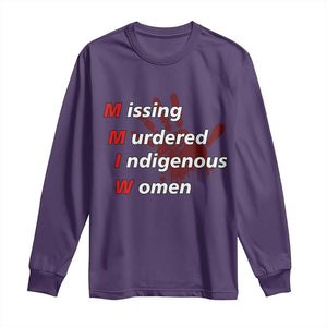 MMIW Long Sleeve Shirt Missing Murdered Indigenous Women Red Hand TS10 Purple Print Your Wear