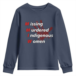 MMIW Youth Sweatshirt Missing Murdered Indigenous Women Red Hand TS10 Navy Print Your Wear