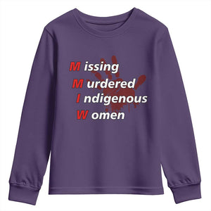 MMIW Youth Sweatshirt Missing Murdered Indigenous Women Red Hand TS10 Purple Print Your Wear