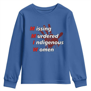 MMIW Youth Sweatshirt Missing Murdered Indigenous Women Red Hand TS10 Royal Blue Print Your Wear