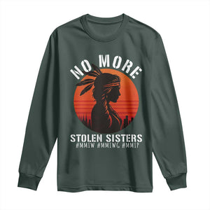 MMIW No More Stolen Sisters Long Sleeve Shirt American Native Indigenous Woman TS10 Dark Forest Green Print Your Wear