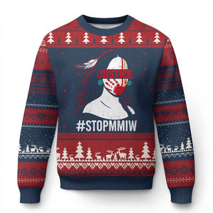 MMIW Awareness Ugly Christmas Sweater Justice For Indigenous Woman Stop Stolen Sisters TS10 Navy Red Print Your Wear