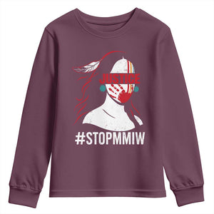 MMIW Awareness Youth Sweatshirt Justice For Indigenous Woman Stop Stolen Sisters TS10 Maroon Print Your Wear