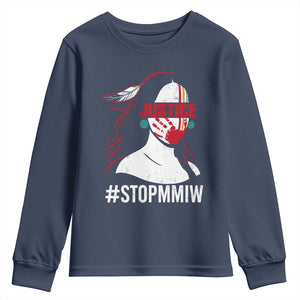 MMIW Awareness Youth Sweatshirt Justice For Indigenous Woman Stop Stolen Sisters TS10 Navy Print Your Wear