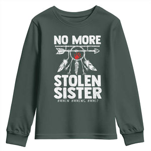 MMIW Youth Sweatshirt No More Stolen Sisters Indigenous Woman TS10 Dark Forest Green Print Your Wear