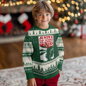 MMIW Awareness Ugly Christmas Sweater Justice Stop Murdering Our Indigenous Sisters TS10 Forest Green Beige Print Your Wear