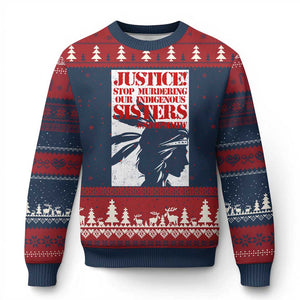 MMIW Awareness Ugly Christmas Sweater Justice Stop Murdering Our Indigenous Sisters TS10 Navy Red Print Your Wear