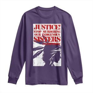 MMIW Awareness Long Sleeve Shirt Justice Stop Murdering Our Indigenous Sisters TS10 Purple Print Your Wear